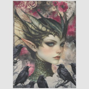 Gothic Mythological Nymph Fantasy Dragon Tissue Paper
