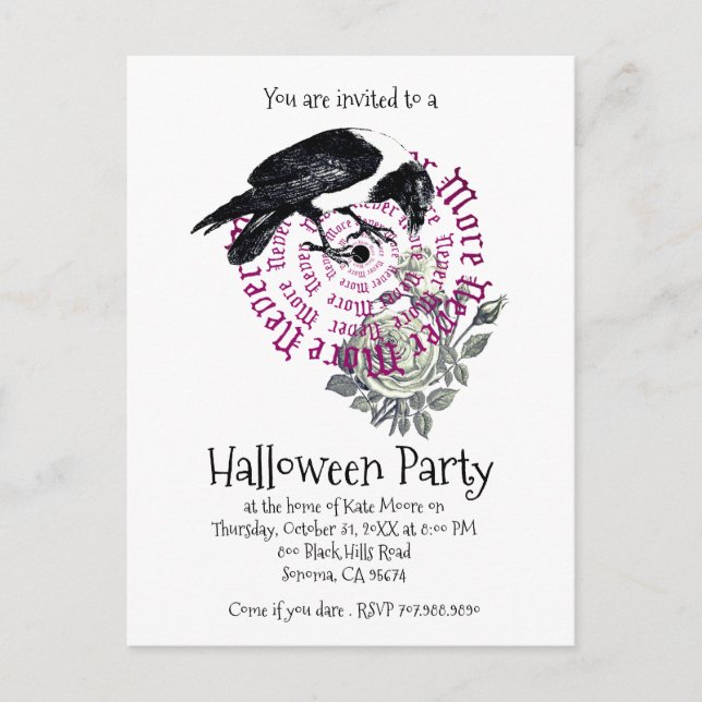 Gothic Never More Raven Halloween Party Invitation (Front)