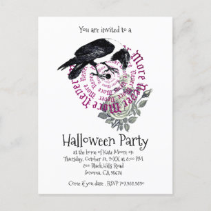 Gothic Never More Raven Halloween Party Invitation Postcard
