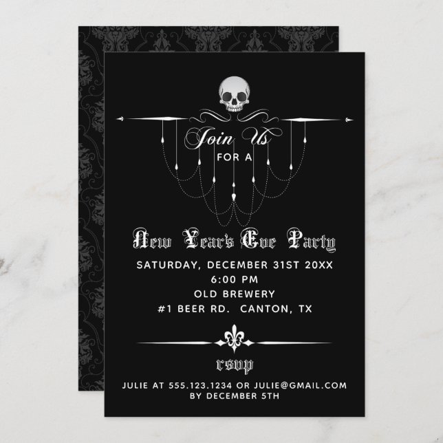 Gothic New Year's Eve Party Invitation (Front/Back)