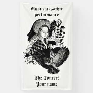 Gothic Night Owl and woman Banner