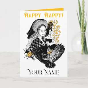 Gothic Night Owl and woman Card
