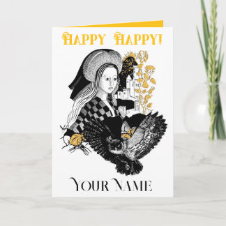 Gothic Night Owl and woman Card