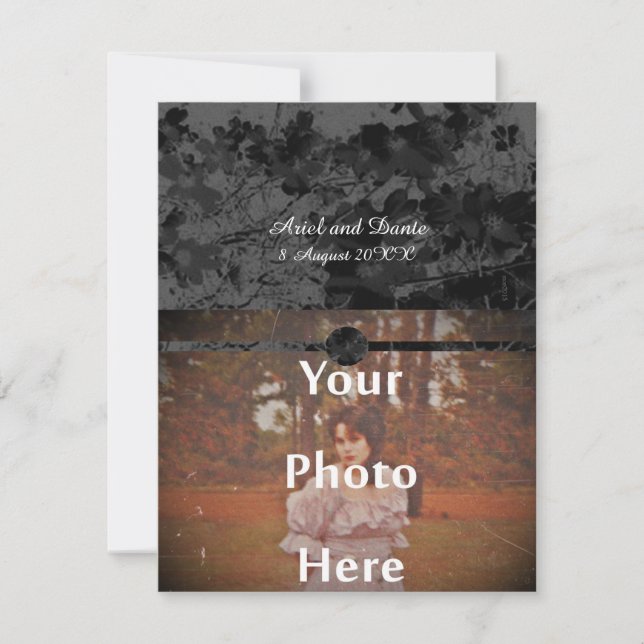 Gothic Nightfall Floral Wedding Handfasting Photo Invitation (Front)