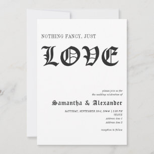 Gothic Nothing Fancy Just Love QR Code Wedding Invitation
