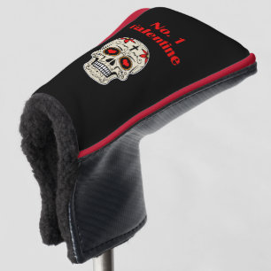 Gothic Number 1 Valentine Heart Sugar Skull Golf Head Cover