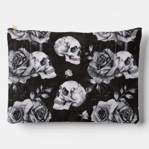 Gothic Occult Skull and Roses Accessory Pouch