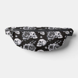 Gothic Occult Skull and Roses Fanny Pack