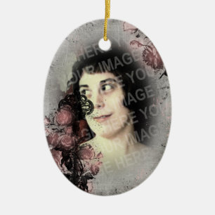 Gothic Old Key And Roses Ceramic Ornament