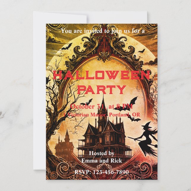 Gothic Old Victorian Vintage Scary Halloween  Invitation (Front)