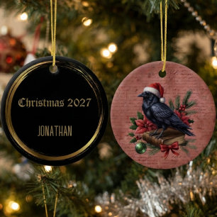 Gothic Onyx Baroque Raven Ceramic Ornament