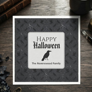 Gothic Onyx Baroque Raven Silhouette Napkin