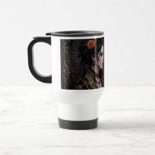 Gothic Orange Rose Couple Travel Mug - Romantic 