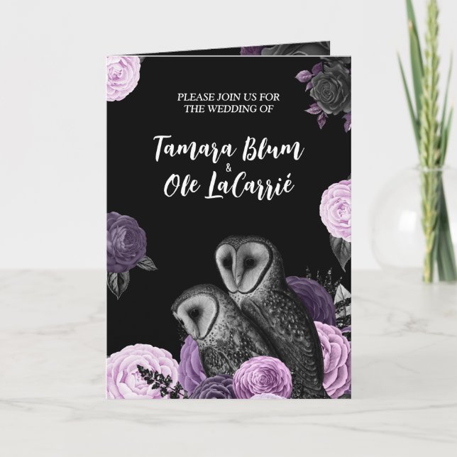 Gothic Owls Wedding  Announcement (Front)
