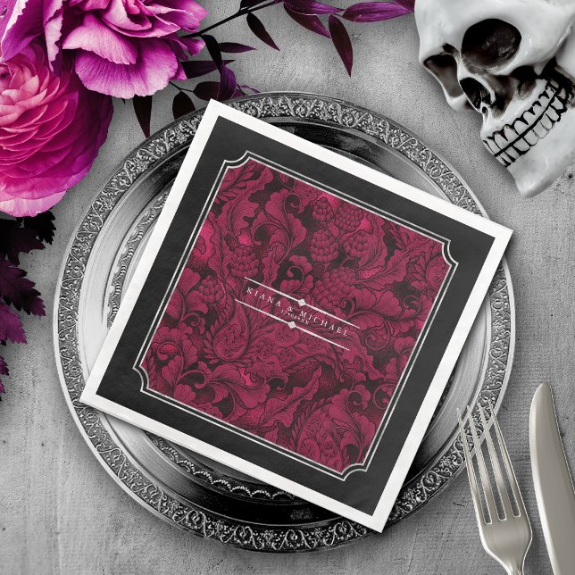 Gothic Paisley Frame Burgundy ID866 Napkin (Creator Uploaded)