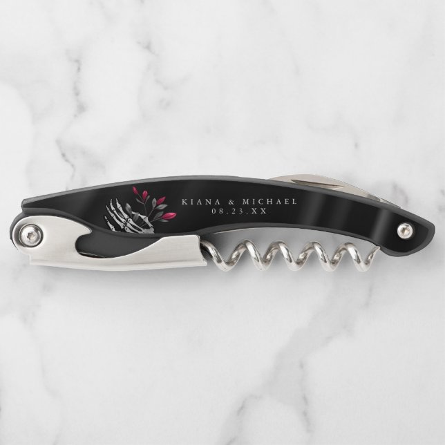 Gothic Paisley Wedding Skeletal Hand Floral ID866 Corkscrew (Front)