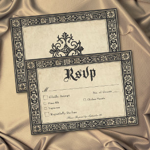 Gothic Parchment Medieval Until Death Wedding RSVP Card