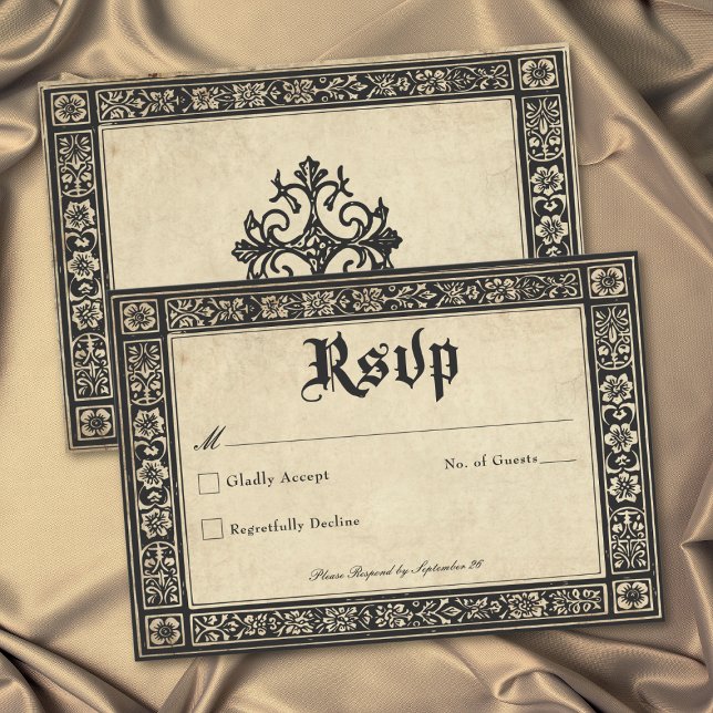 Gothic Parchment Medieval Until Death Wedding RSVP Card (Gothic Parchment Medieval Until Death Wedding RSVP Card)