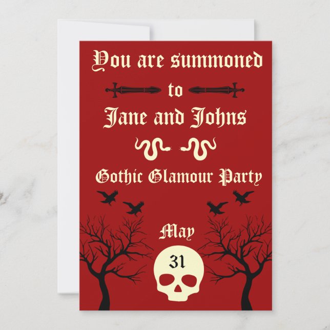 Gothic Party Printable  Invitation (Front)