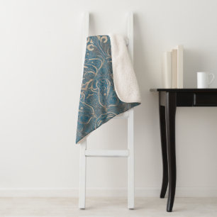 Gothic Pattern Blue Sherpa Blanket