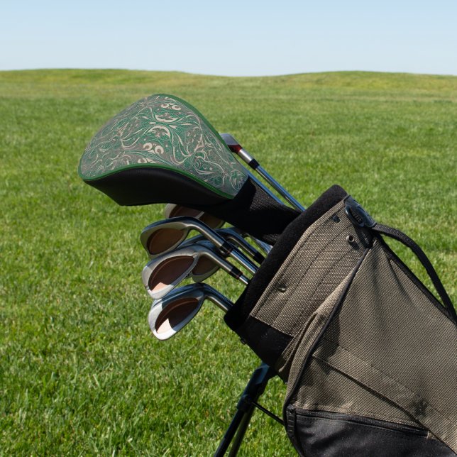 Gothic Pattern Green Golf Head Cover (In Situ)