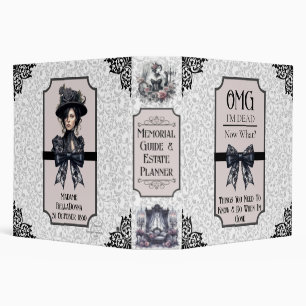 Gothic Pink and Grey Damask Last Wishes Planning Binder