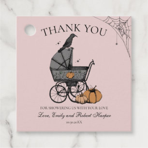 Gothic Pink Baby Carriage Baby Shower Thank You Favour Tags