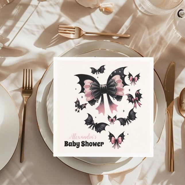 Gothic Pink Halloween Baby Shower Napkin (Creator Uploaded)