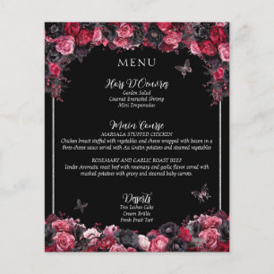 Gothic Pink Red & Black Moody Quinceañera Menu