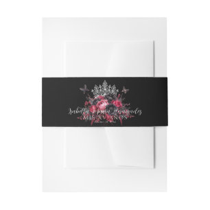 Gothic Pink, Red & Black Quinceañera Invitation Belly Band