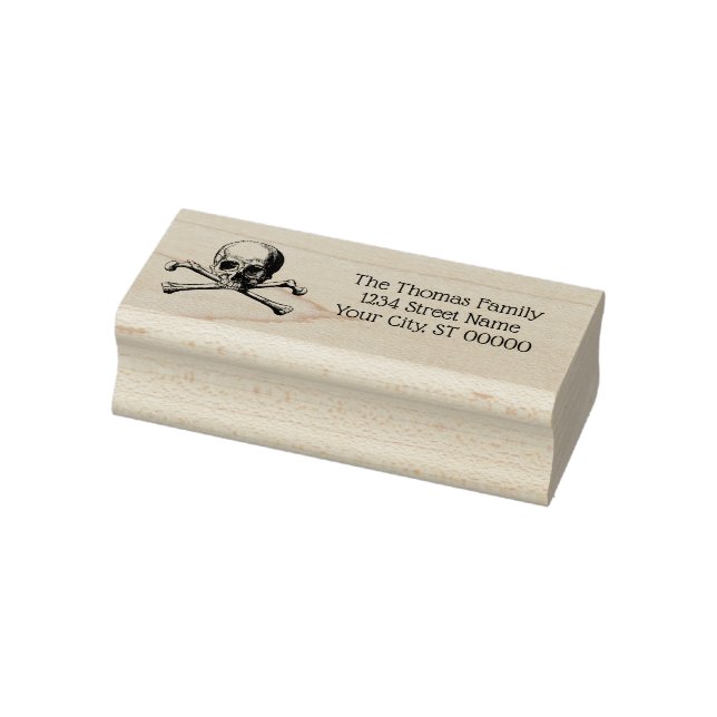 Gothic Pirate Skull Crossbones Name Return Address Rubber Stamp (Stamp)