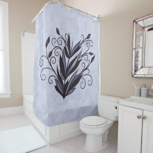 Gothic Plant Art - Black and Purple Floral Swirl