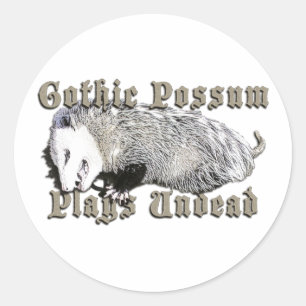 Gothic Possum Plays Undead Classic Round Sticker