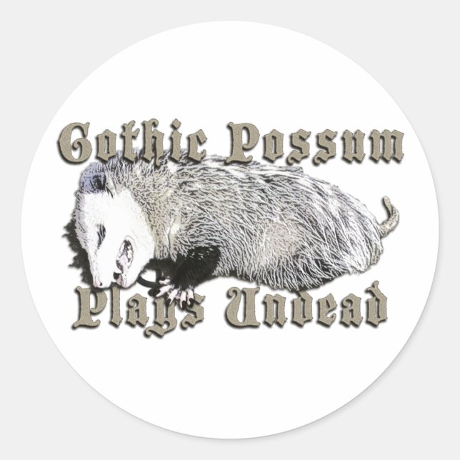 Gothic Possum Plays Undead Classic Round Sticker (Front)