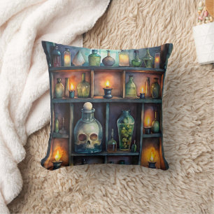 Gothic Potion Bottles – Dark Apothecary Throw Pillow