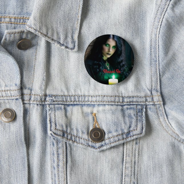 Gothic Pretty Witch, Dark Theme 2 Inch Round Button (In Situ)