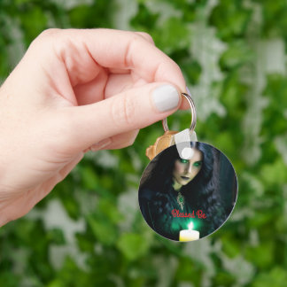 Gothic Pretty Witch, Dark Theme Keychain