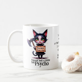 Gothic Psycho Cute Cat With Axe Coffee Mug