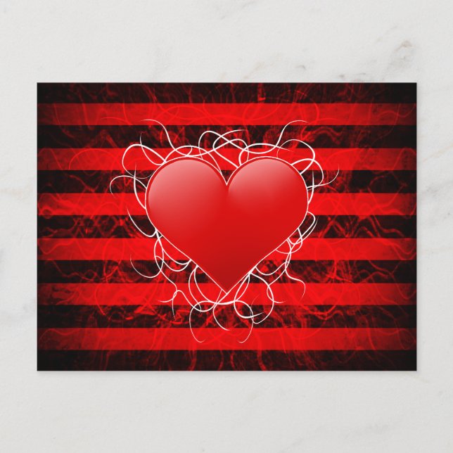 Gothic punk emo red heart with black stripes postcard (Front)