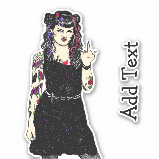 Gothic Punk Girl Flipping the Bird (Front)