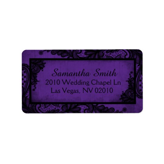 Gothic Purple Black Lace Grunge Wedding Labels