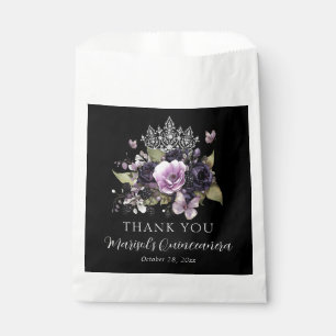 Gothic Purple & Black Moody Florals Quinceañera Favour Bag
