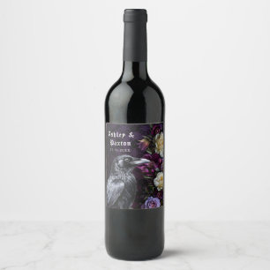 Gothic Purple Bouquet With Crow Wine Label