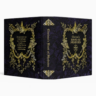 Gothic Purple Floral Gold Leaves Book of Shadows Binder