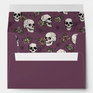 Gothic Purple Floral Skulls Halloween Envelope