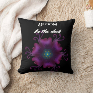 Gothic Purple Flower Dark Floral Botanical Throw Pillow