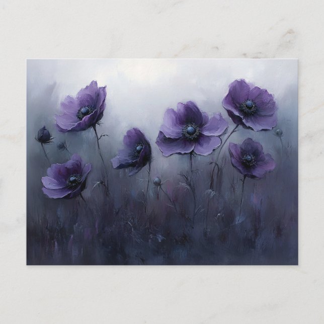 Gothic Purple Flowers Painting Postcard (Front)