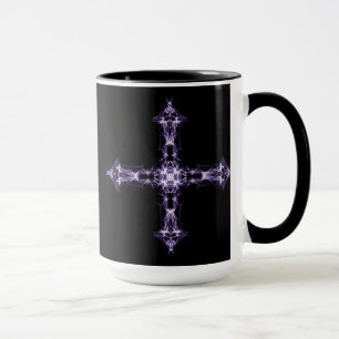 Gothic Purple Fractal Cross Mug