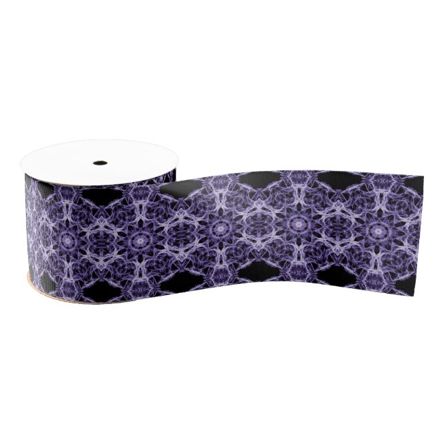 Gothic Purple Fractal Pattern Grosgrain Ribbon (Spool)