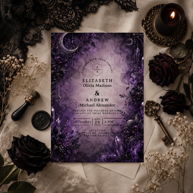 Gothic Purple Goth Wedding Invitation (Creator Uploaded)